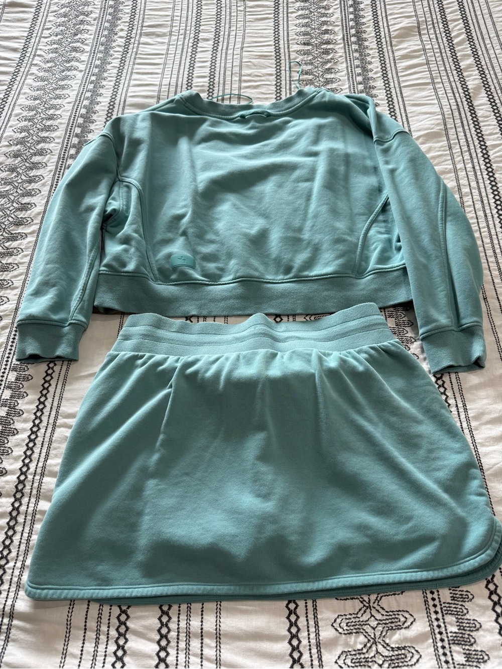 JoyLab Girls' Teal Crewneck Sweatshirt and Skirt Set - Picture 2 of 5